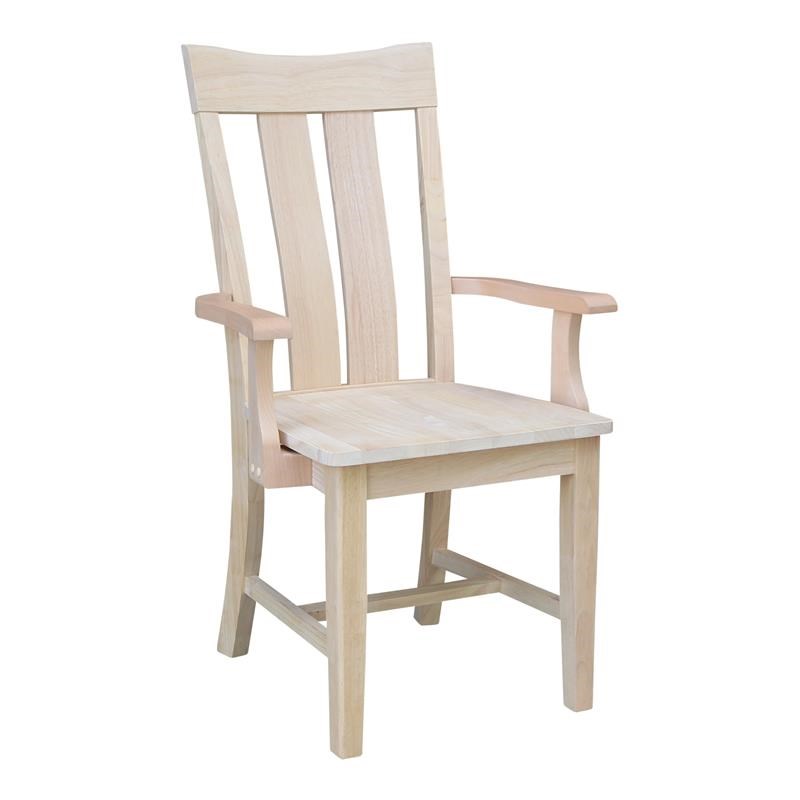 Ava Unfinished Wood Arm Chair