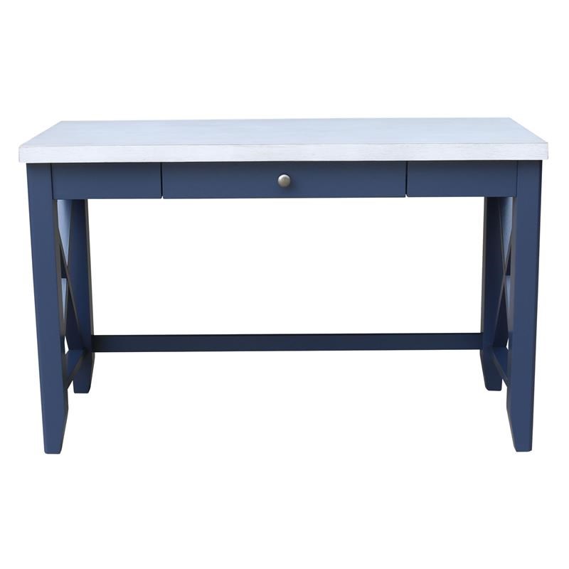 Hampton Blue and Antiqued Chalk Wood Desk