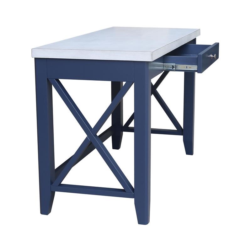 Hampton Blue and Antiqued Chalk Wood Desk