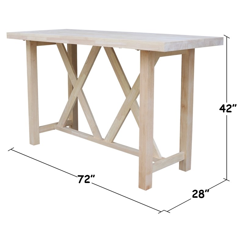 Bar Height Natural Unfinished Wood Table