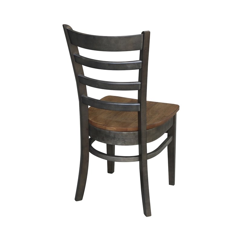 Emily Solid Wood Side Chair - Set of 2 Chairs in Hickory/Washed Coal