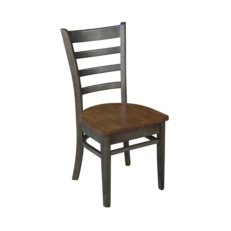 Emily Solid Wood Side Chair - Set of 2 Chairs in Hickory/Washed Coal