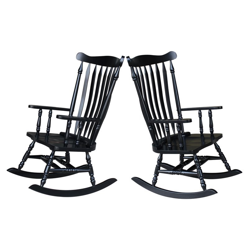 International Concepts Solid Wood Rocking Chair in Antique Black