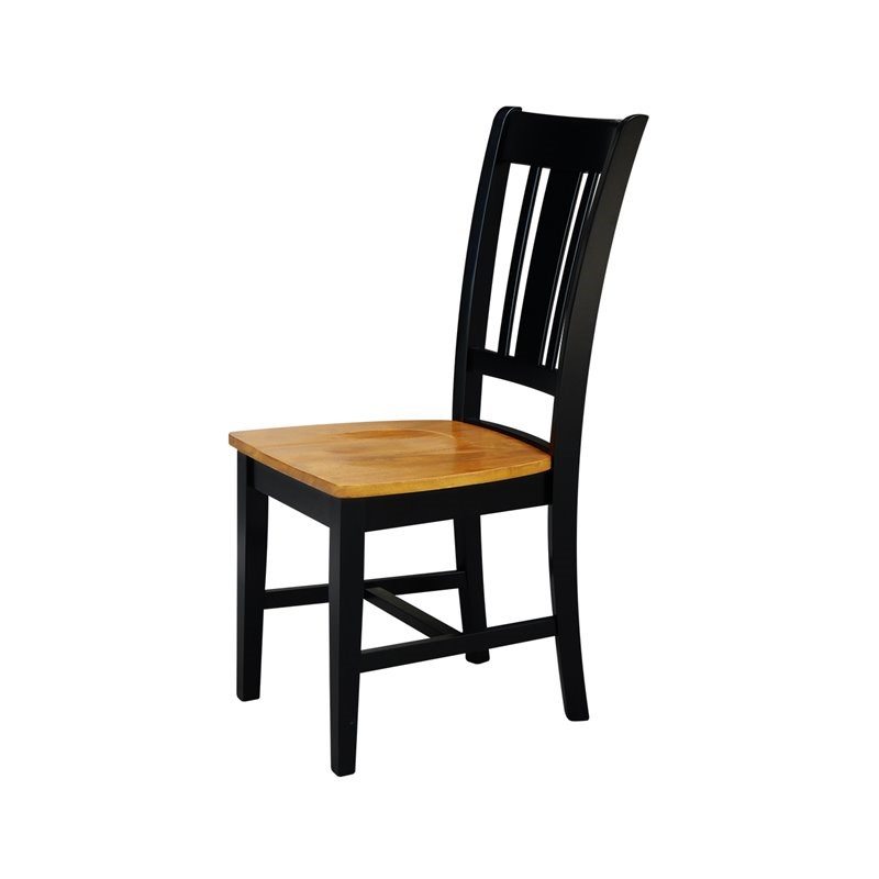 International Concepts Solid Wood Chair in Black and Soft Cherry (Set of 2)
