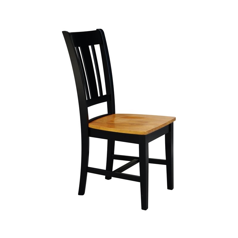 International Concepts Solid Wood Chair in Black and Soft Cherry (Set of 2)