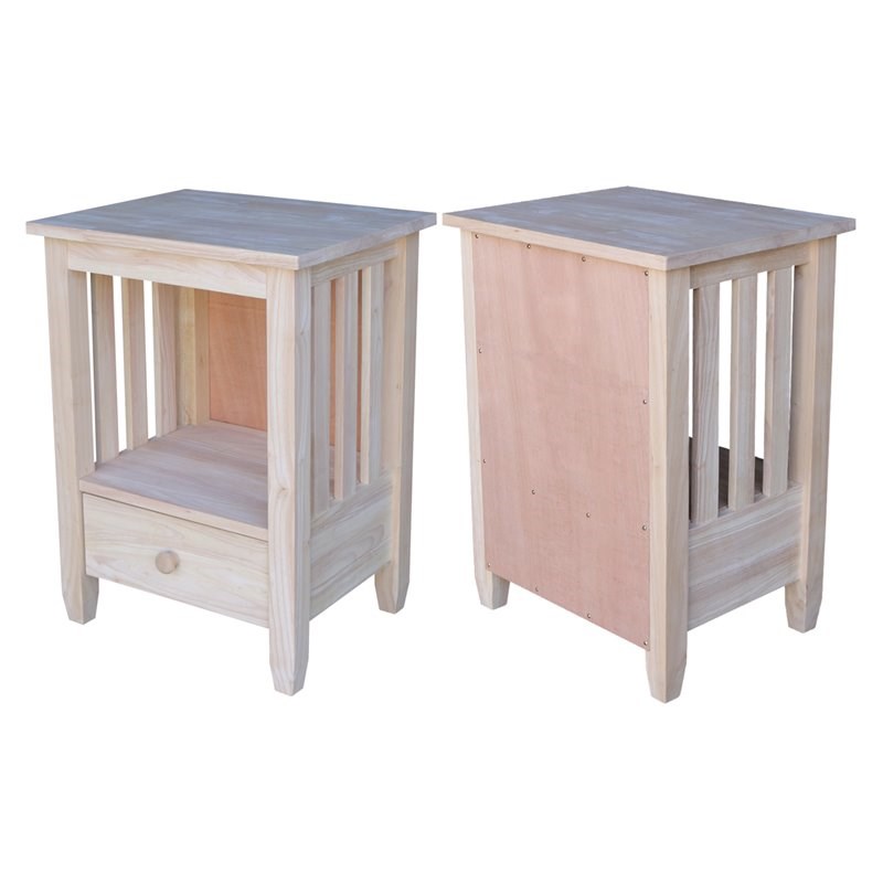 International Concepts Unfinished Mission Tall End Table With Drawer Homesquare International Concepts Unfinished, Unfinished Wood End Table With Drawer