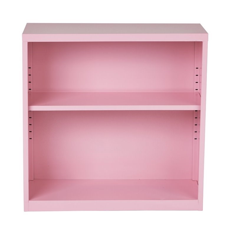 2 Shelf Metal Bookcase in Pink by OSP Home Furnishings