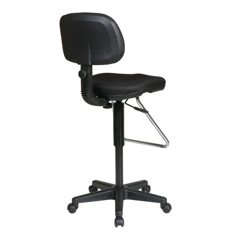 Office Star Economical Black Fabric Chair with Chrome Teardrop Footrest