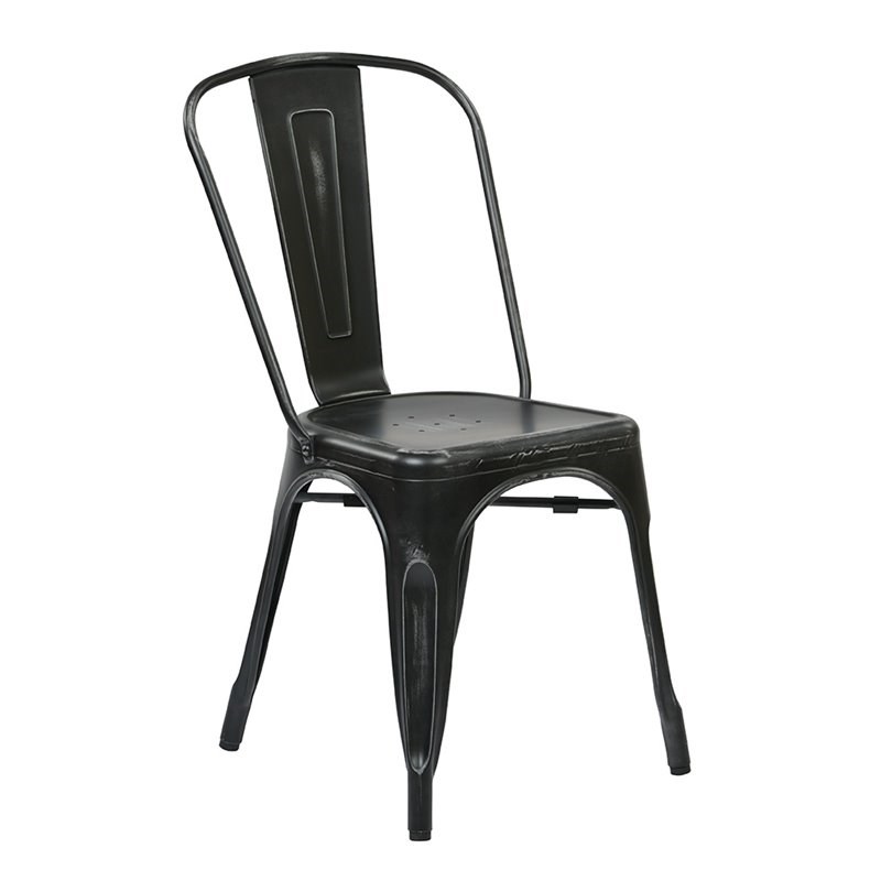 Bristow Armless Chair in Antique Black Finish 4 Pack