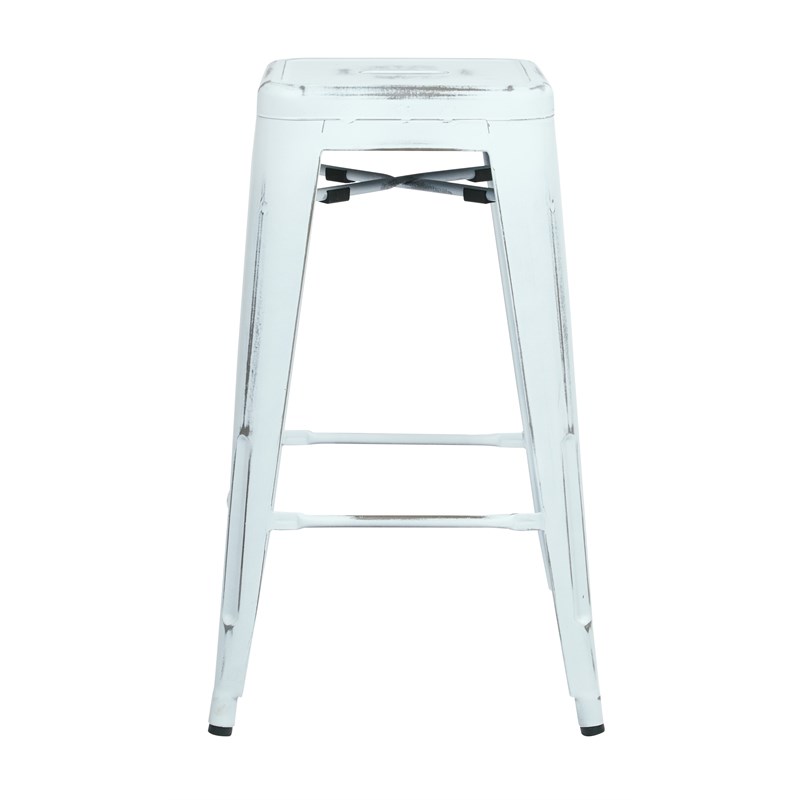 Bristow 26 inch Metal Barstool Antique White Finish 4 Pack