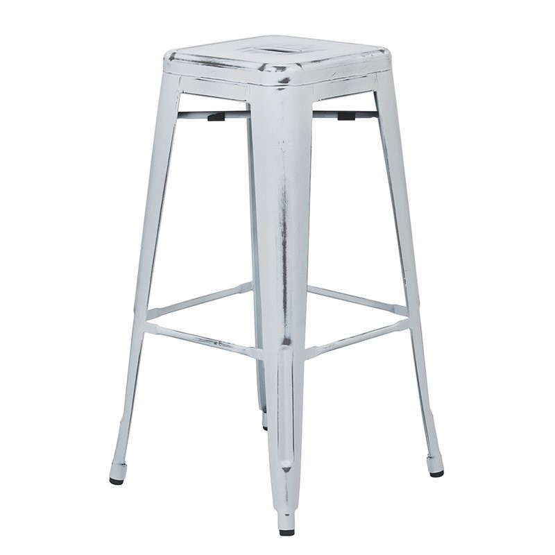 Bristow 30 inch Metal Bar Stool in Antique White Set of 4