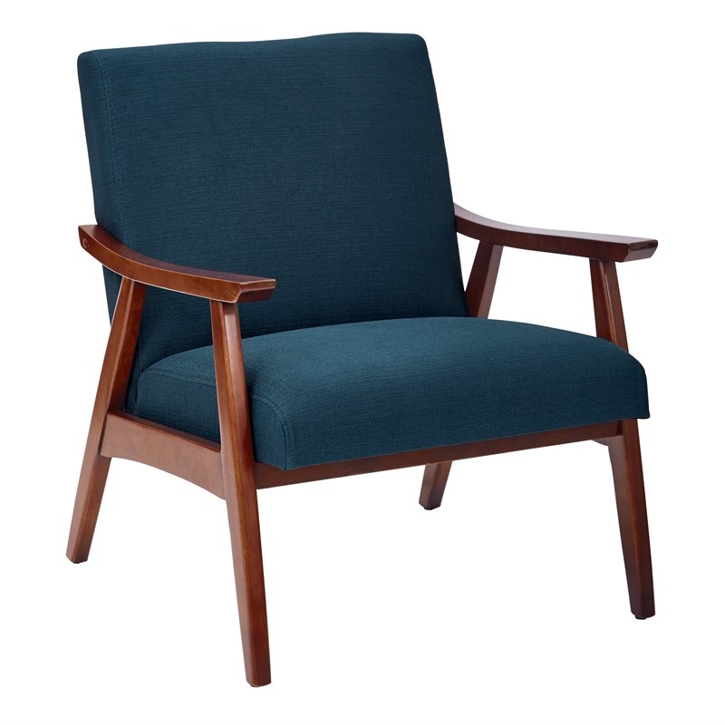 Davis Chair in Klein Azure Blue fabric with Medium Espresso Frame