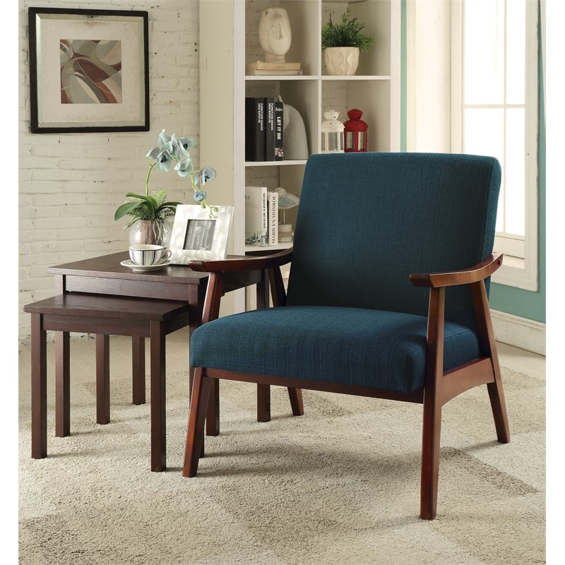 Davis Chair in Klein Azure Blue fabric with Medium Espresso Frame