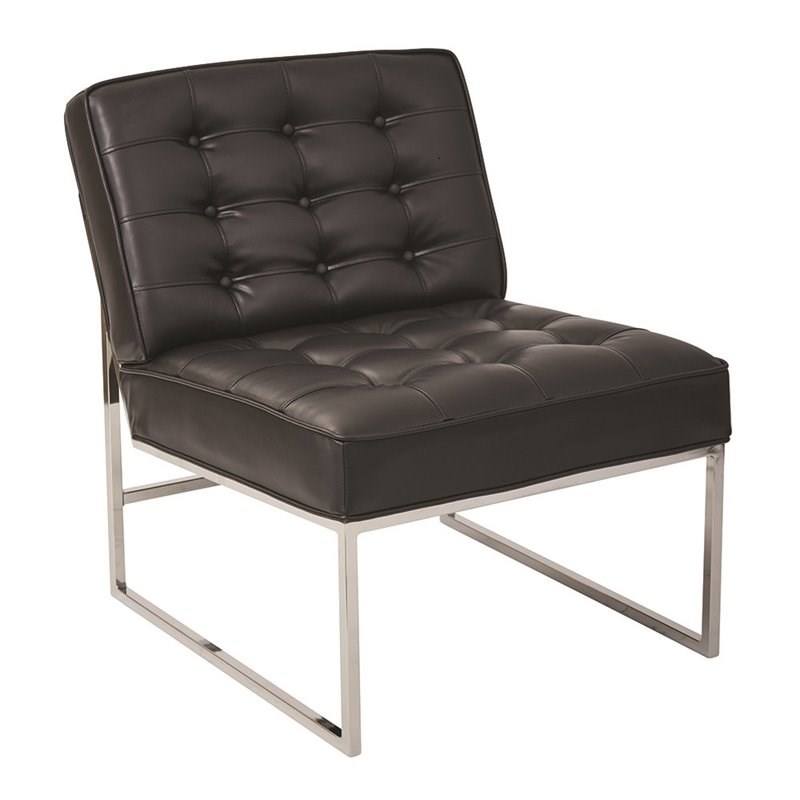 Anthony 26 inch Wide Chair with Chrome Base and Black Faux Leather Fabric