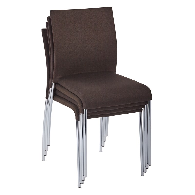 Conway Stacking Chair in Chocolate Brown Fabric  4 Pack