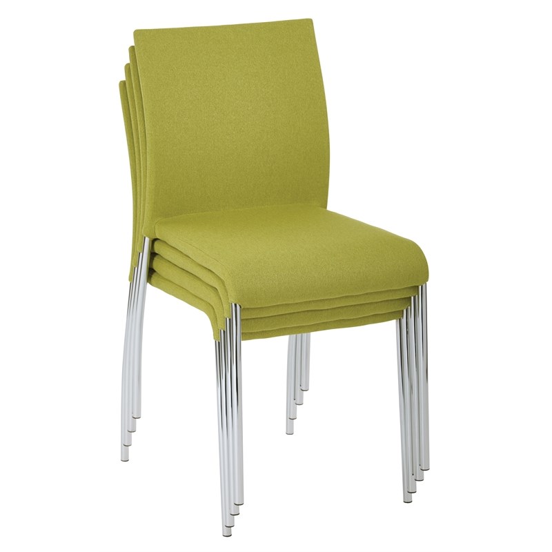 Conway Stacking Chair in Spring Green Fabric Fully Assembled 4Pack