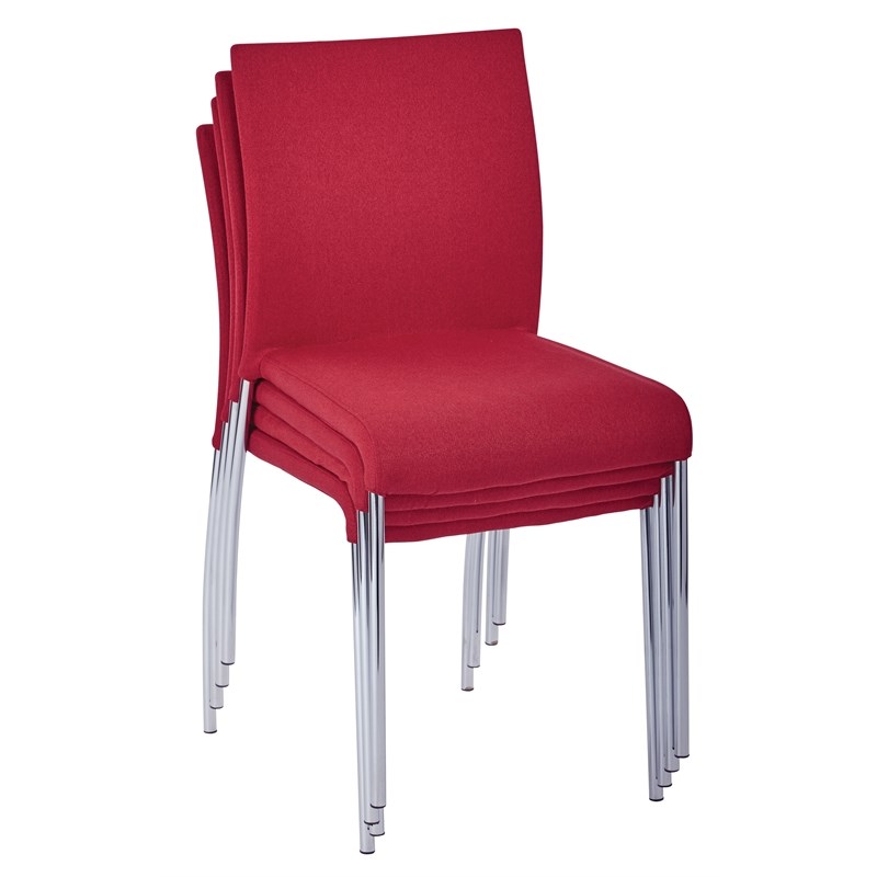 Conway Stacking Chair in Cranapple Red Fabric  4-Pack