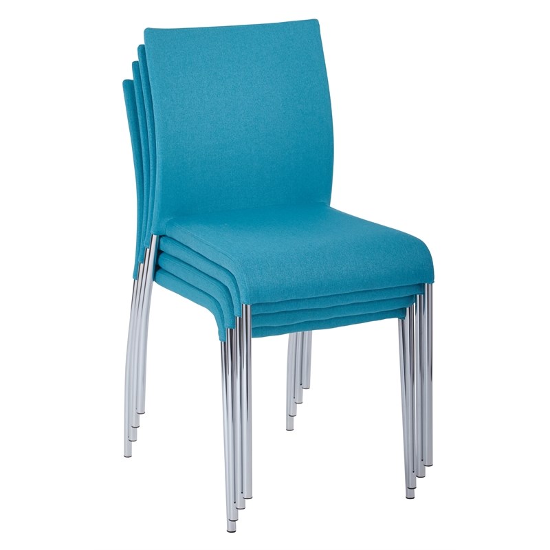 Conway Stacking Chair in Aqua Blue Fabric  4-Pack