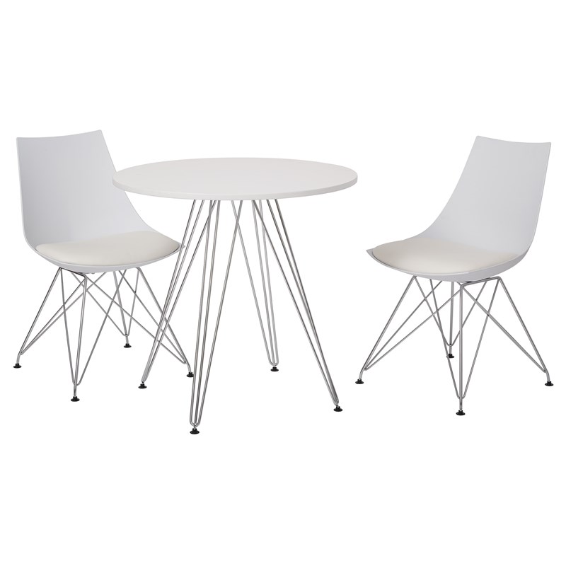 Eiffel Dinette Table in White Finish with Chrome Metal legs