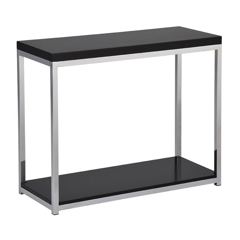 Wall Street Foyer Metal Table in Chrome and Black Finish