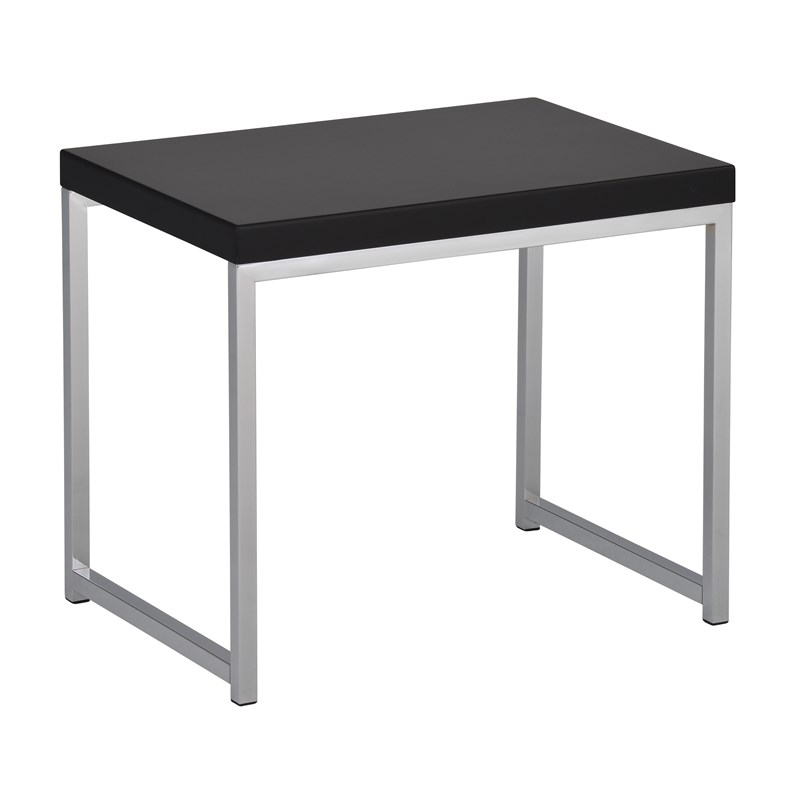 Wall Street End Table with Chrome Metal legs and Black Wood Top