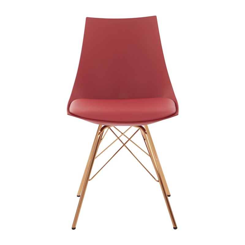 Oakley Chair in Desert Rose Red Faux Leather with Gold Chrome Base