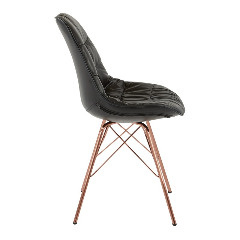 Langdon Chair in Black Faux Leather with Rose Gold Base