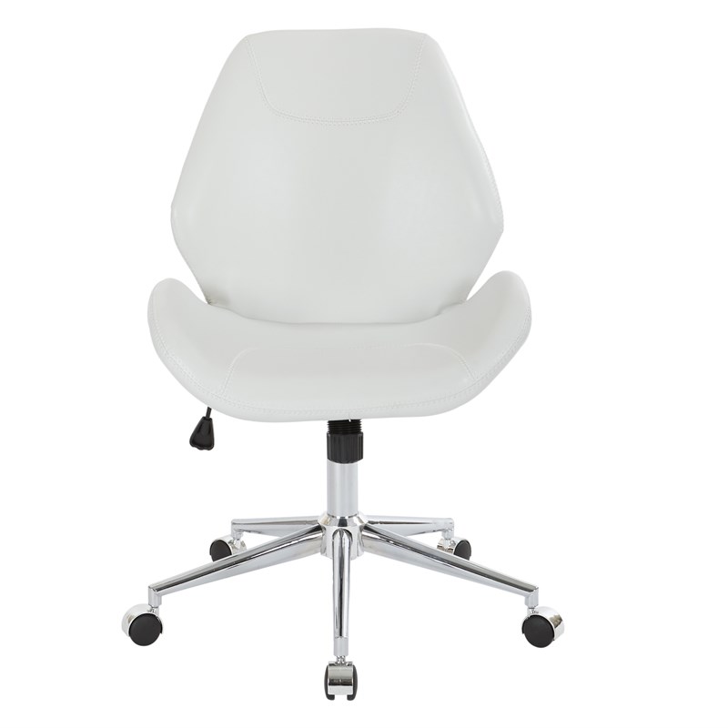 Chatsworth Office Chair in White Faux Leather with Chrome Base | Homesquare