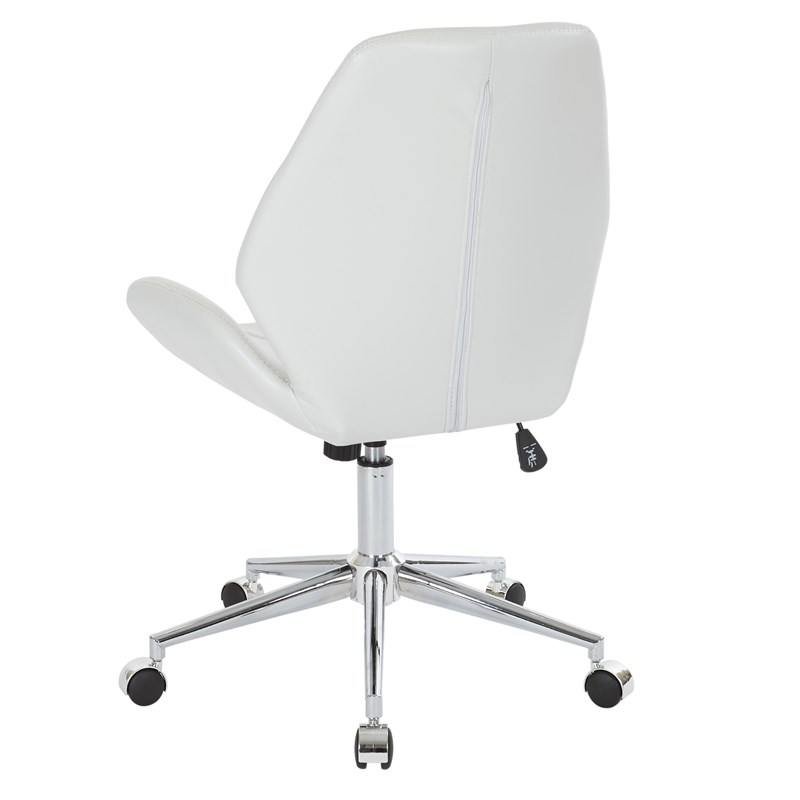 Chatsworth Office Chair in White Faux Leather with Chrome Base Homesquare