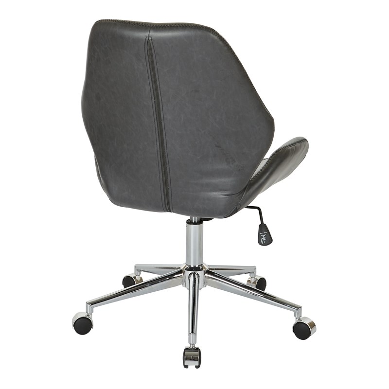 Chatsworth Office Chair in Black Faux Leather with Chrome Base