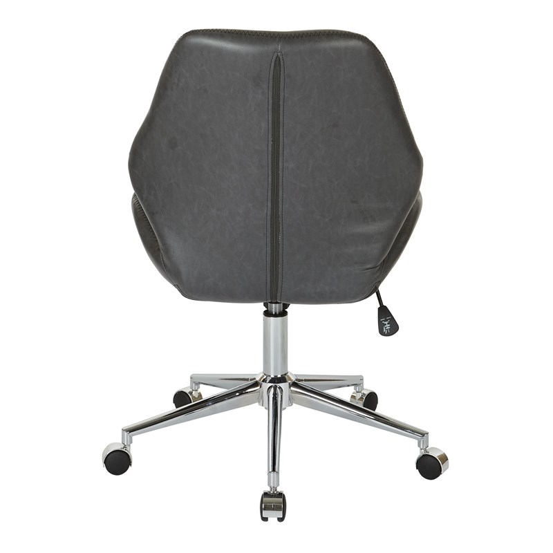 Chatsworth Office Chair in Black Faux Leather with Chrome Base