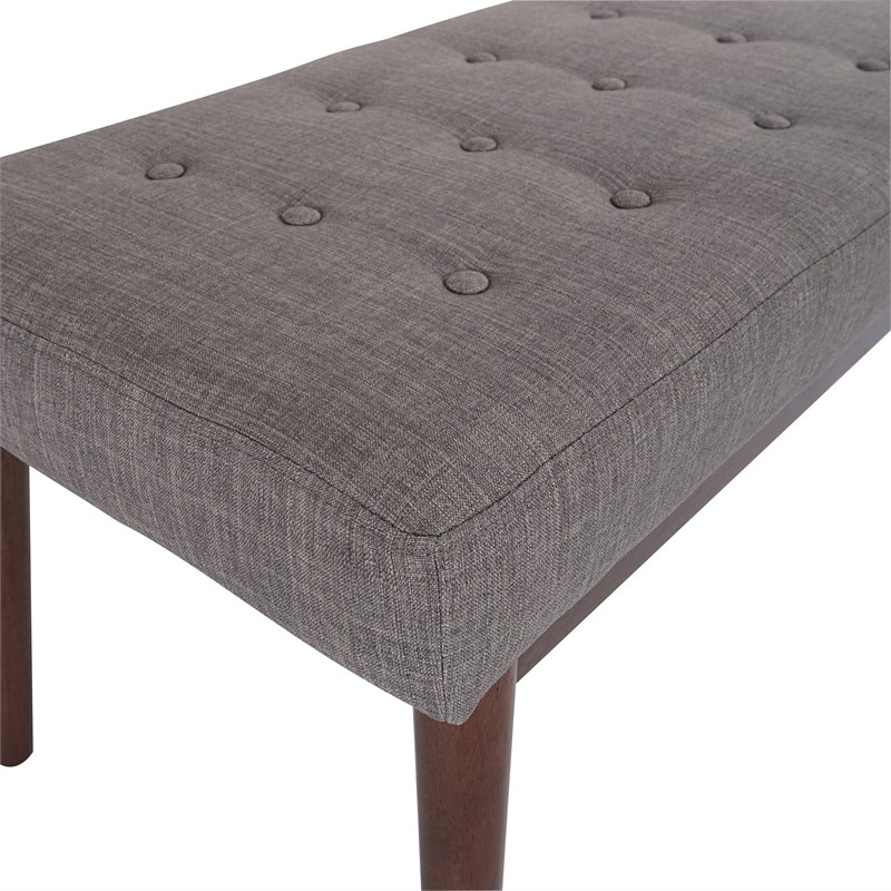 West Park Bench in Cement Gray Fabric with Coffee  Legs