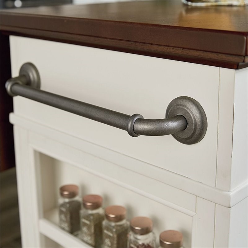 bassett country drop leaf kitchen island in white with solid wood top