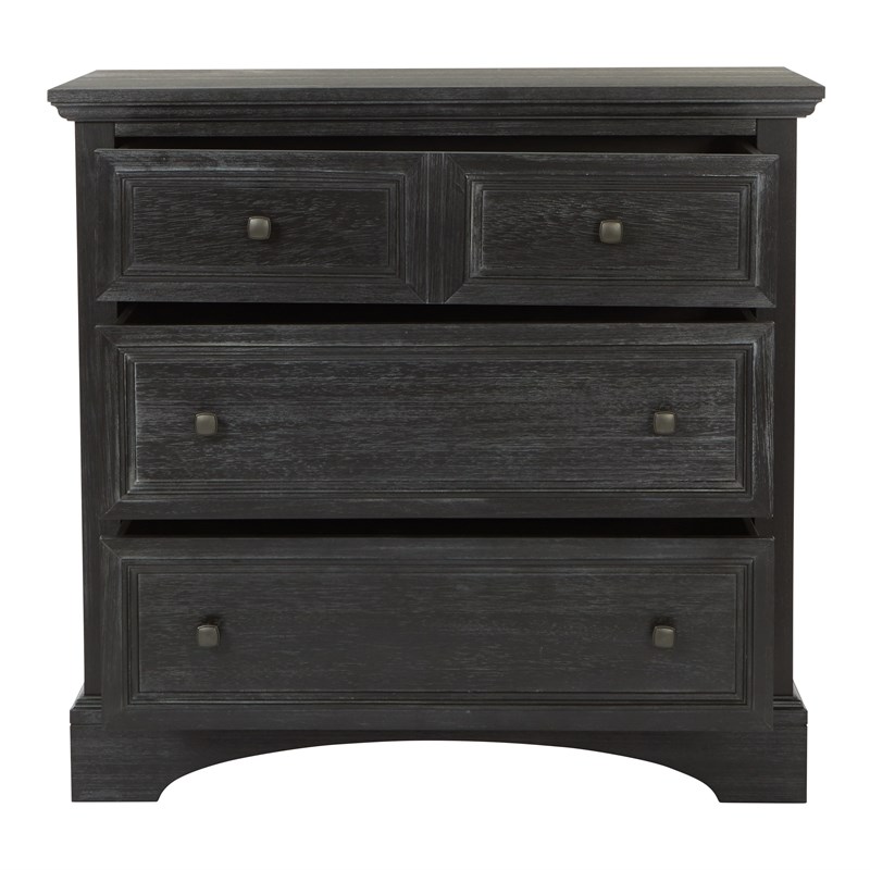 Farmhouse Basics 3 Drawer Chest in Rustic Black by OSP Home Furnishings