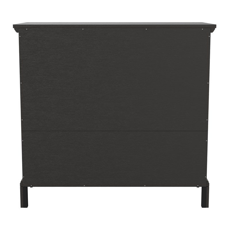 Farmhouse Basics 3 Drawer Chest in Rustic Black by OSP Home Furnishings