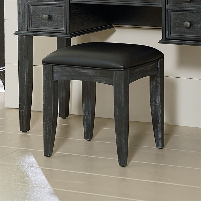 Farmhouse Solid Wood Basics Bench for Vanity in Rustic Black K/D