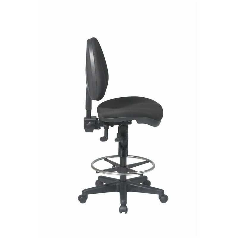Deluxe Ergonomic Black Fabric Drafting Chair with Adjustable Footring