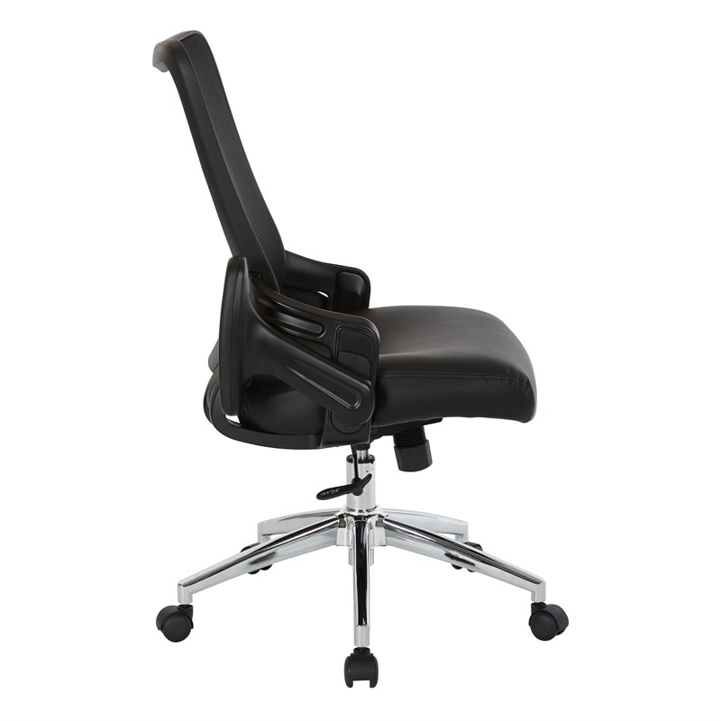 Black Bonded Leather Seat Chair with Screen Back Lock and Tilt Arms