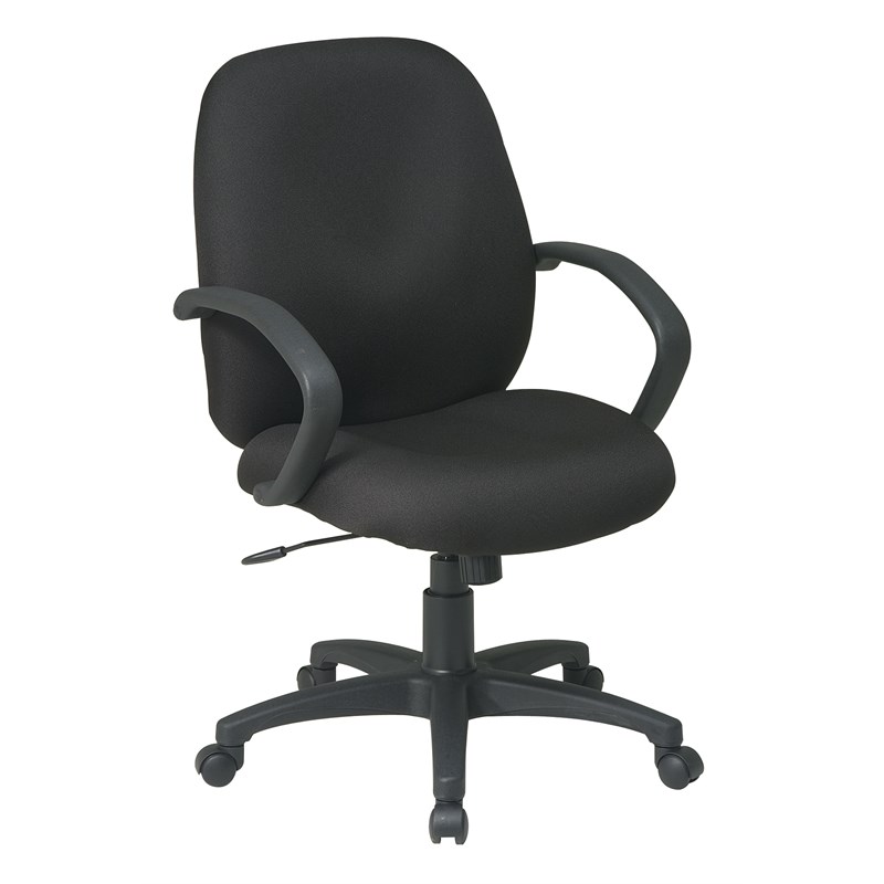 Executive Mid Back Manager's Chair with Black Fabric Thick Padded Contour Seat