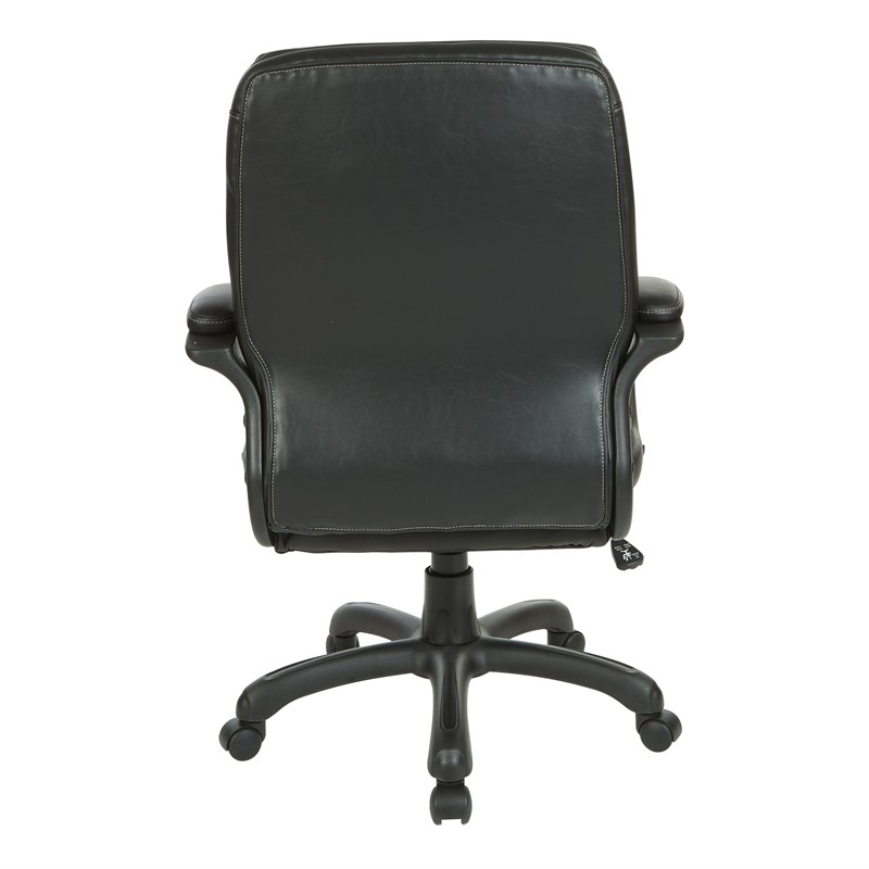 Executive Mid Back Black Faux Leather Chair with Contrast Stitching