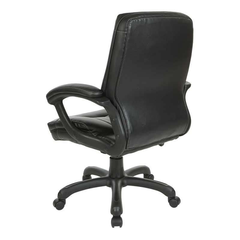 Executive Mid Back Black Faux Leather Chair with Contrast Stitching