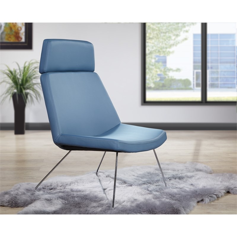 Geena Guest Chair in Dillon Blue Fabric with Chrome Sled Base