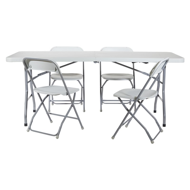 Work Smart 5-Piece Resin Gray Folding Set (4 chairs and table)