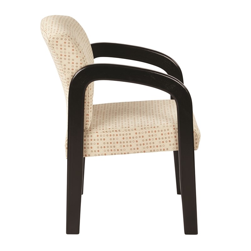 Office Star Guest Chair in Luna Cream Faux Leather with Espresso Finish Leg Homesquare