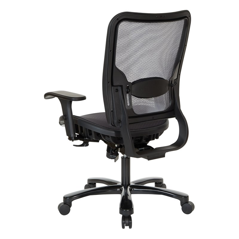 Air Grid Big & Tall Ergonomic Chair with 2-Way Adjustable Arms in Black Fabric