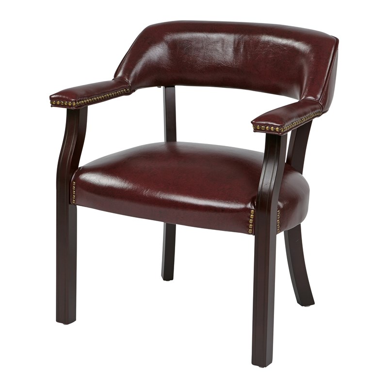 Traditional Guest Chair in Oxblood Red Vinyl Homesquare