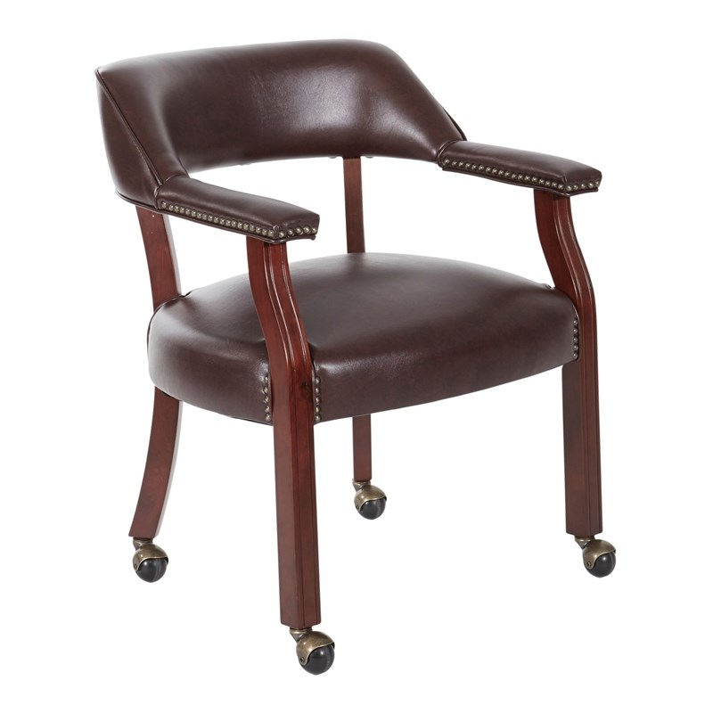 pemberly row poker table chair with casters in cherry