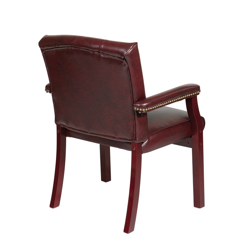 Traditional Visitors Guest Chair in Jamestown Oxblood Red Vinyl