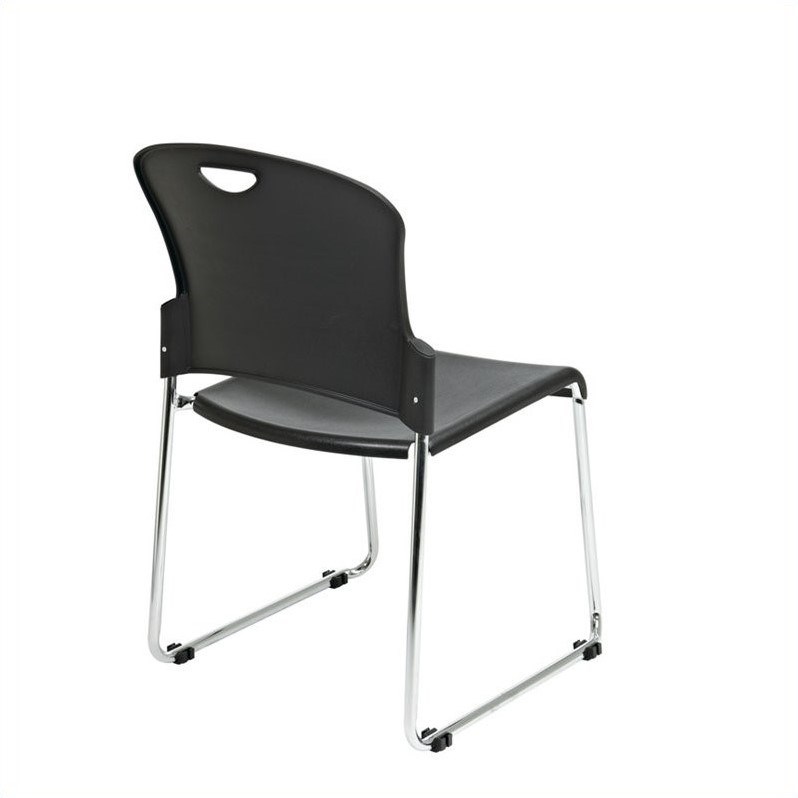 stacking chair with sled base in black set of 2 stc866c23
