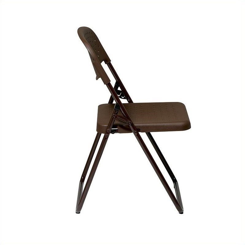 Folding Chair with Mocha Brown Plastic Seat and Back and Frame. (4 Pack)